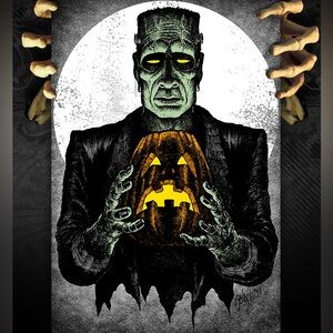 Set of 2 - 13x19 signed originals - Frankenstein & Nosferatu Halloween Art Decor